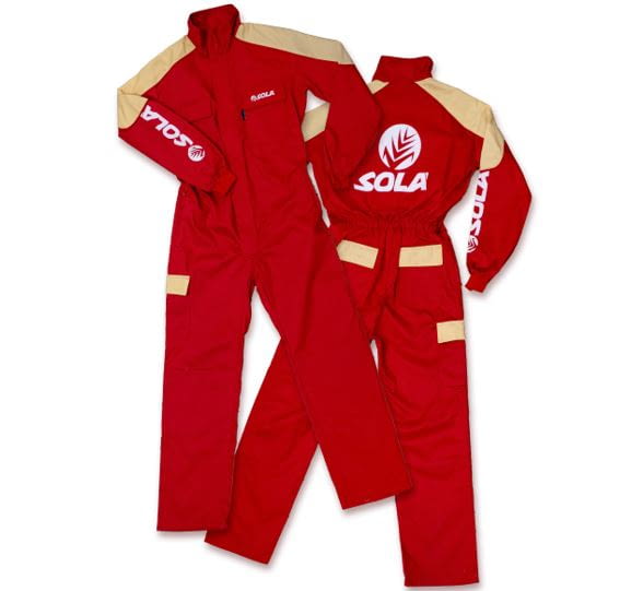COVERALL RED AND BEIGE